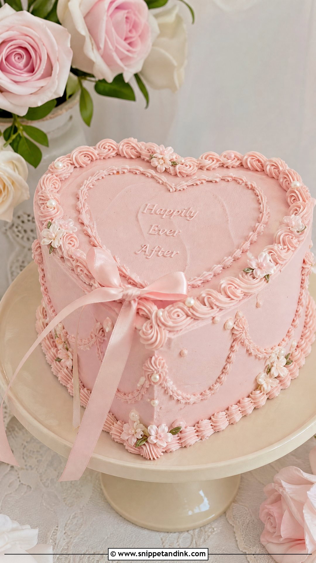 Pink Heart Wedding Cake - Snippet and Ink - 20 Love Heart Cake Ideas for Wedding