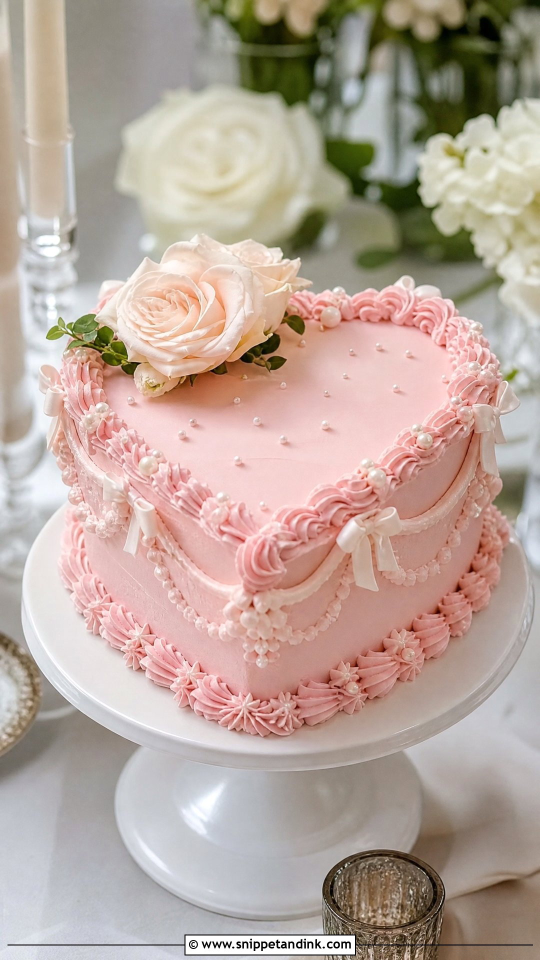Pink Heart Wedding Cake - Snippet and Ink - 20 Pink Wedding Cake Ideas