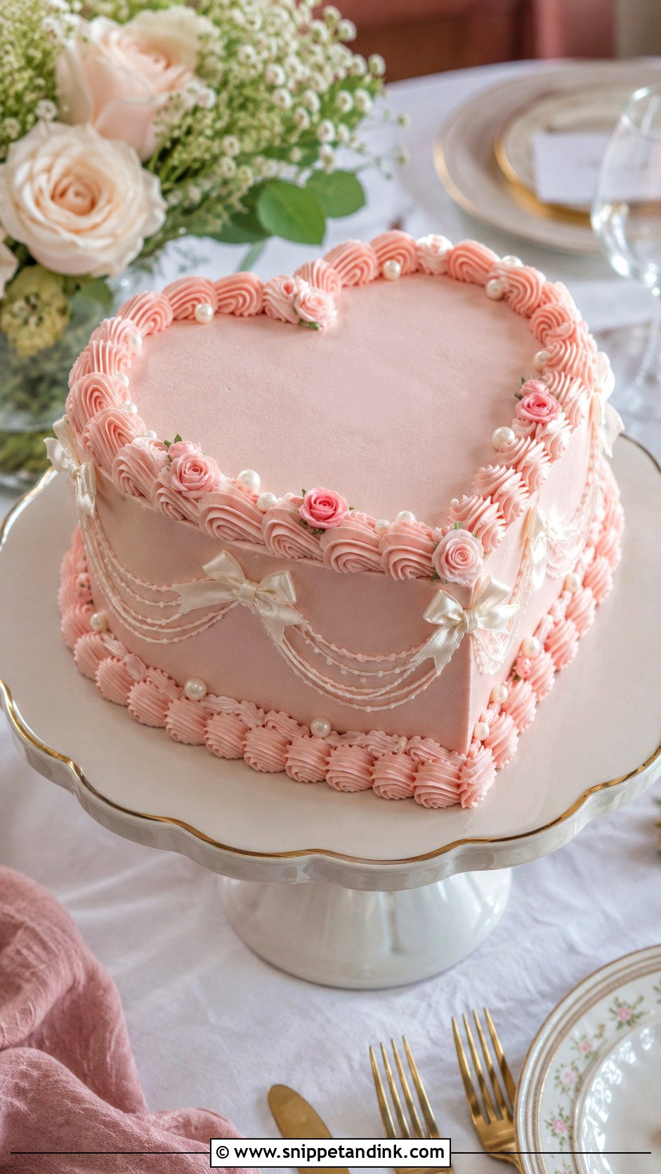 Pink Heart Wedding Cake - Snippet and Ink - 20 Wedding Cake Ideas with Pink Accents