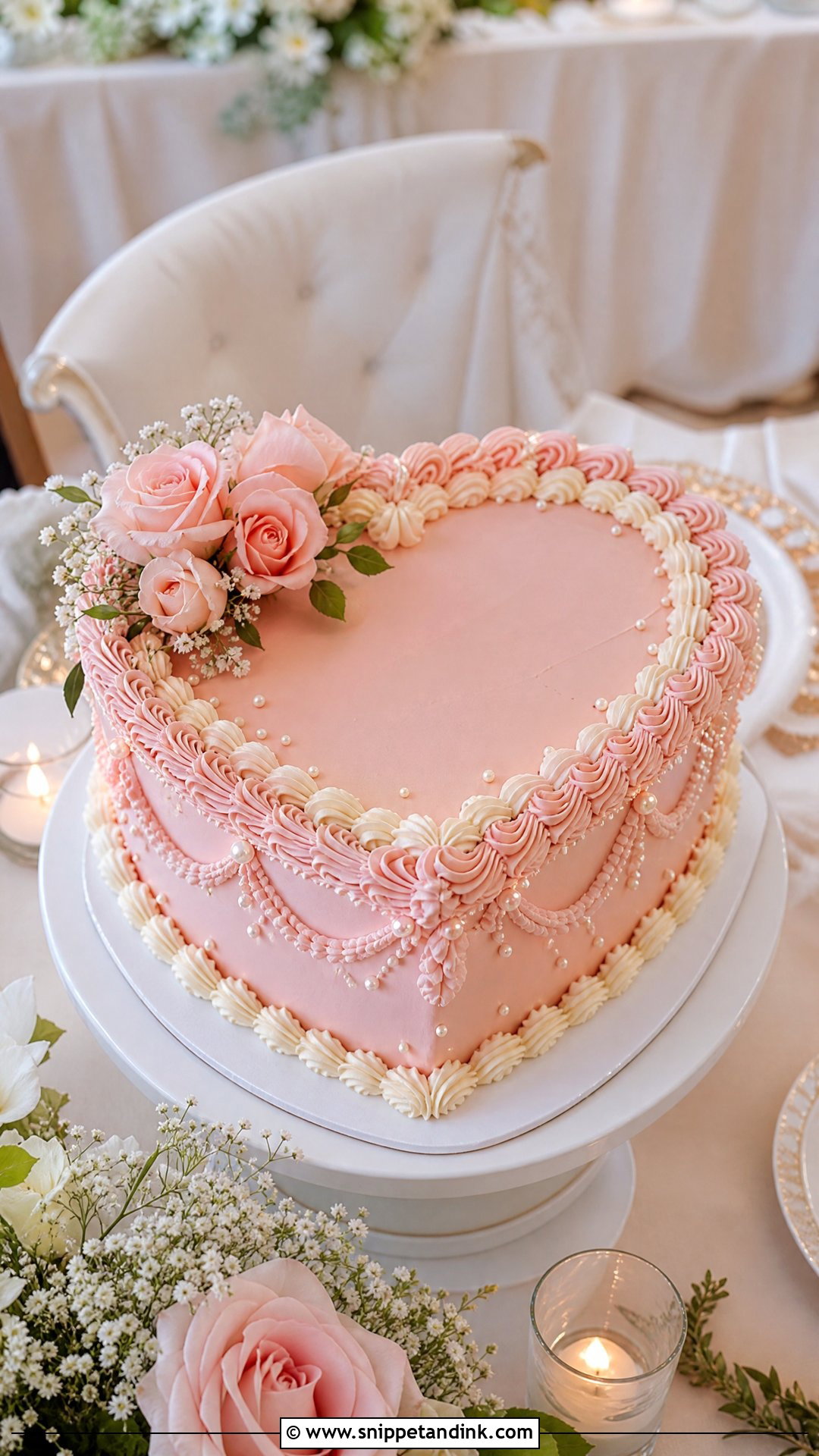 Pink Heart Wedding Cake - Snippet and Ink - 25 Pink Colour Cake Designs for Wedding