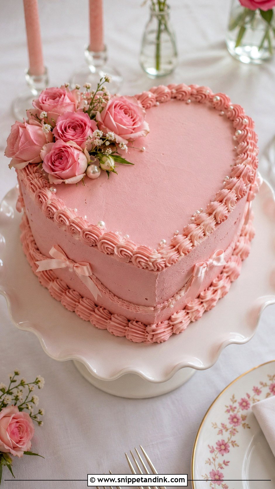 Pink Heart Wedding Cake - Snippet and Ink - 25 Pink Themed Wedding Cake Ideas