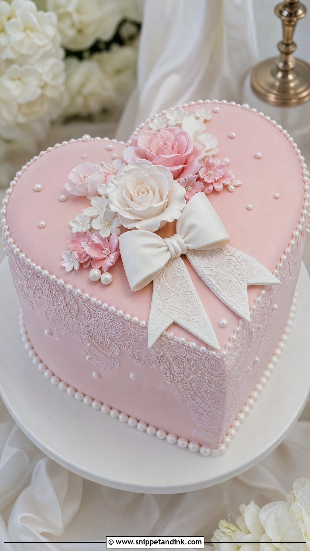 Pink Heart Wedding Cake With Fondant - Snippet and Ink - 25 Pink Heart Cake Ideas for Wedding