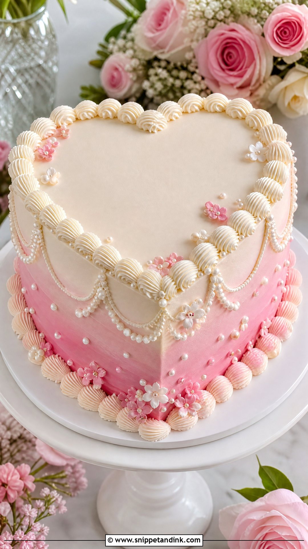 Pink Heart Wedding Cake With Ombre - Snippet and Ink - 25 Pink Heart Cake Ideas for Wedding