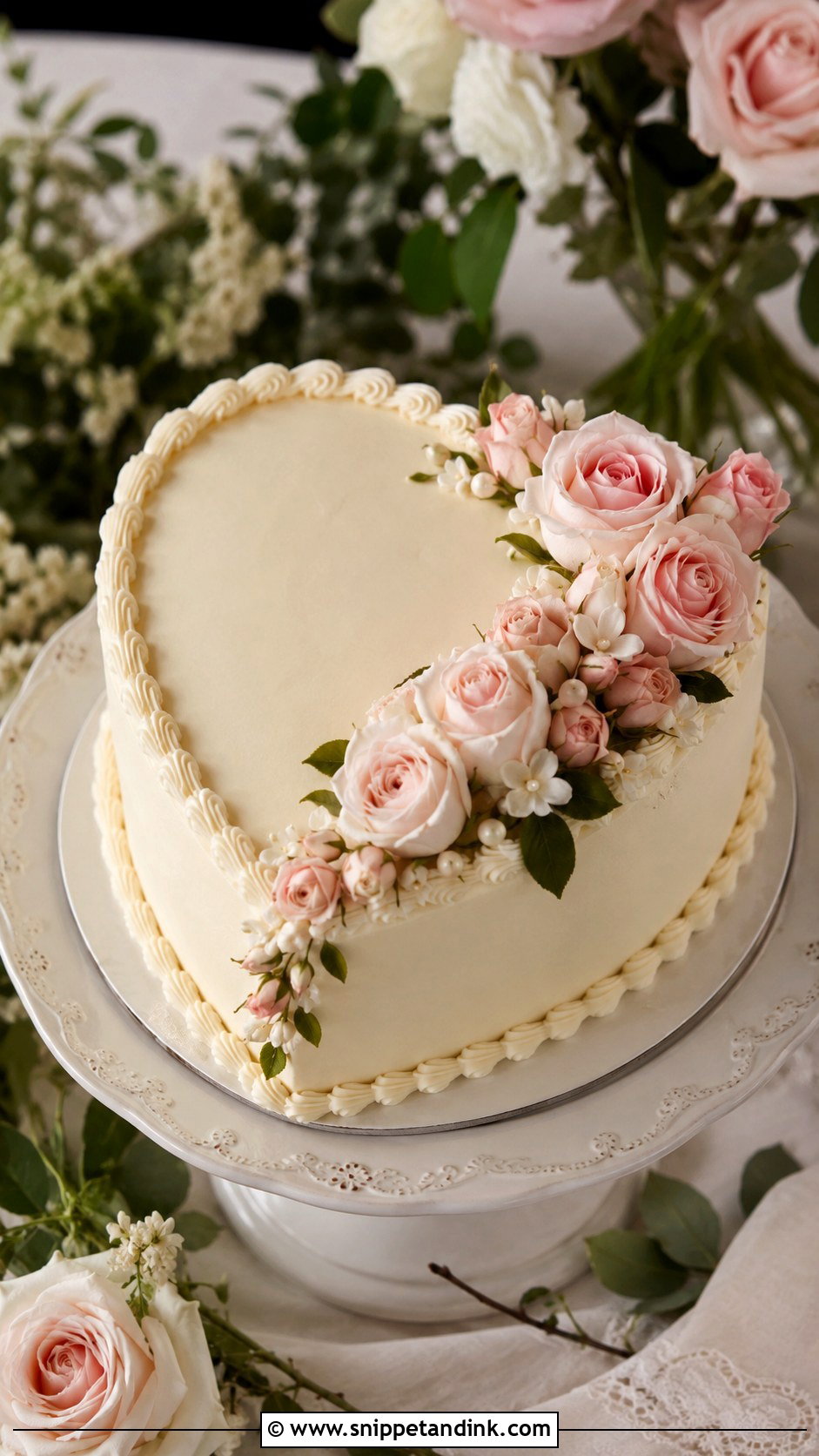 Pink Heart Wedding Cake - Snippet and Ink - 20 Heart Wedding Cake Ideas