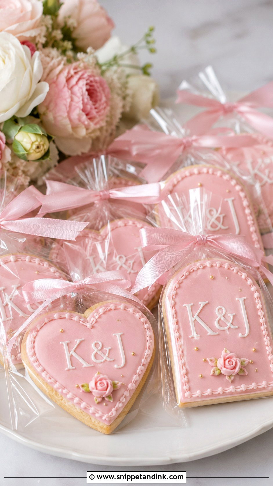 Pink Initial Wedding Cookies - Snippet and Ink - 20 Initial Wedding Cookies