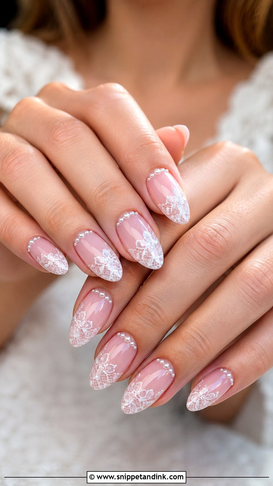 Pink Lace Bridal Nails - Snippet and Ink - 20 Lace Bridal Nails