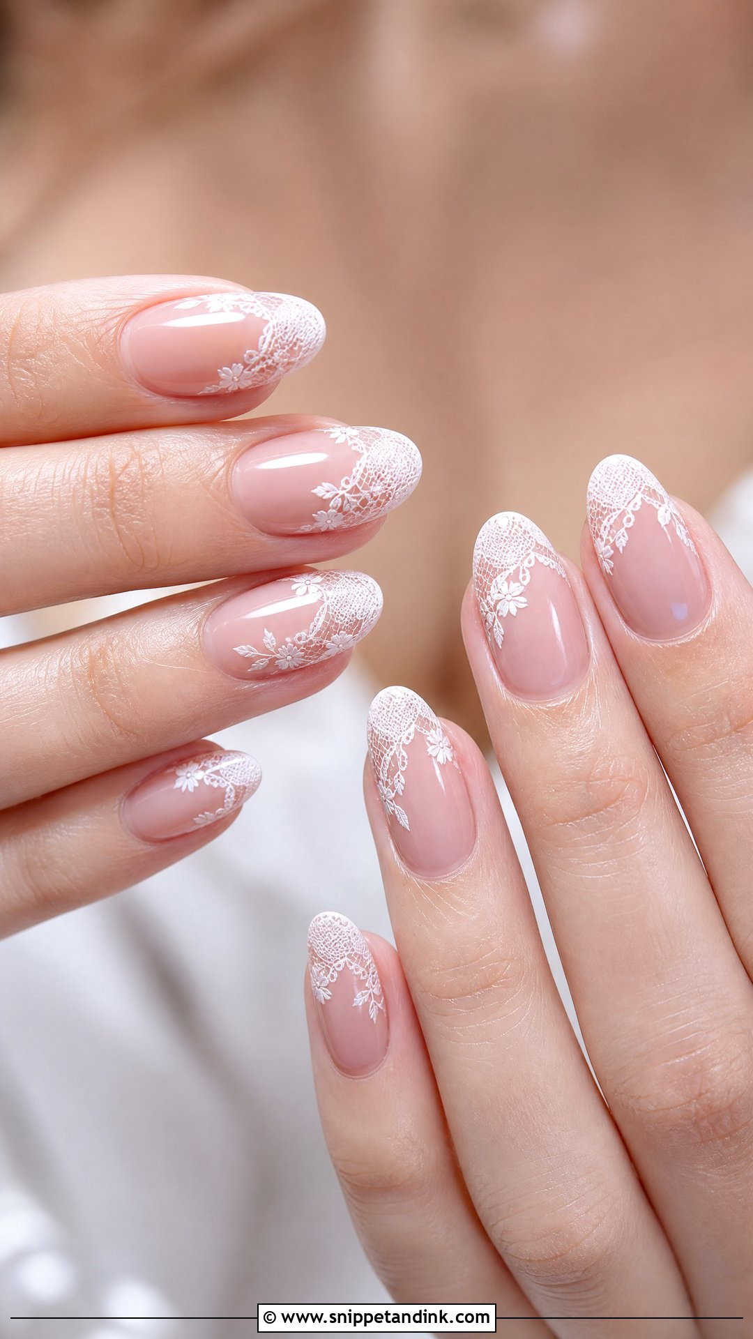 Pink Lace Wedding Nails - Snippet and Ink - 25 Lace Wedding Nails