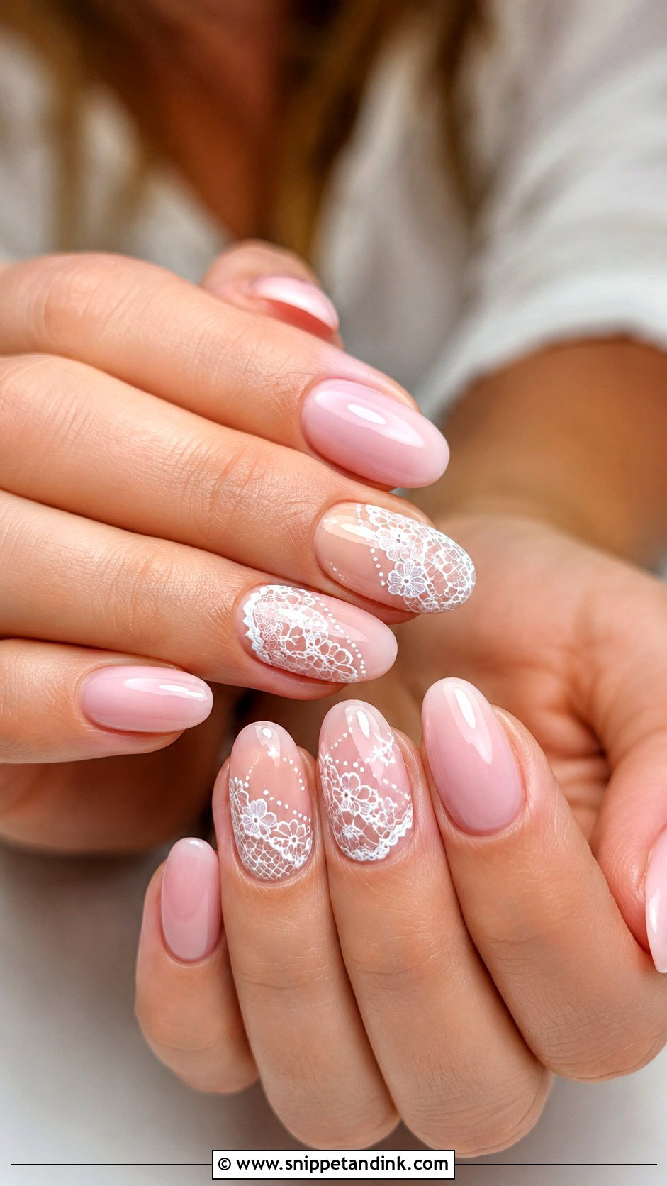 Pink Lace Wedding Nails - Snippet and Ink - 20 Elegant Pink Wedding Nail Art Ideas