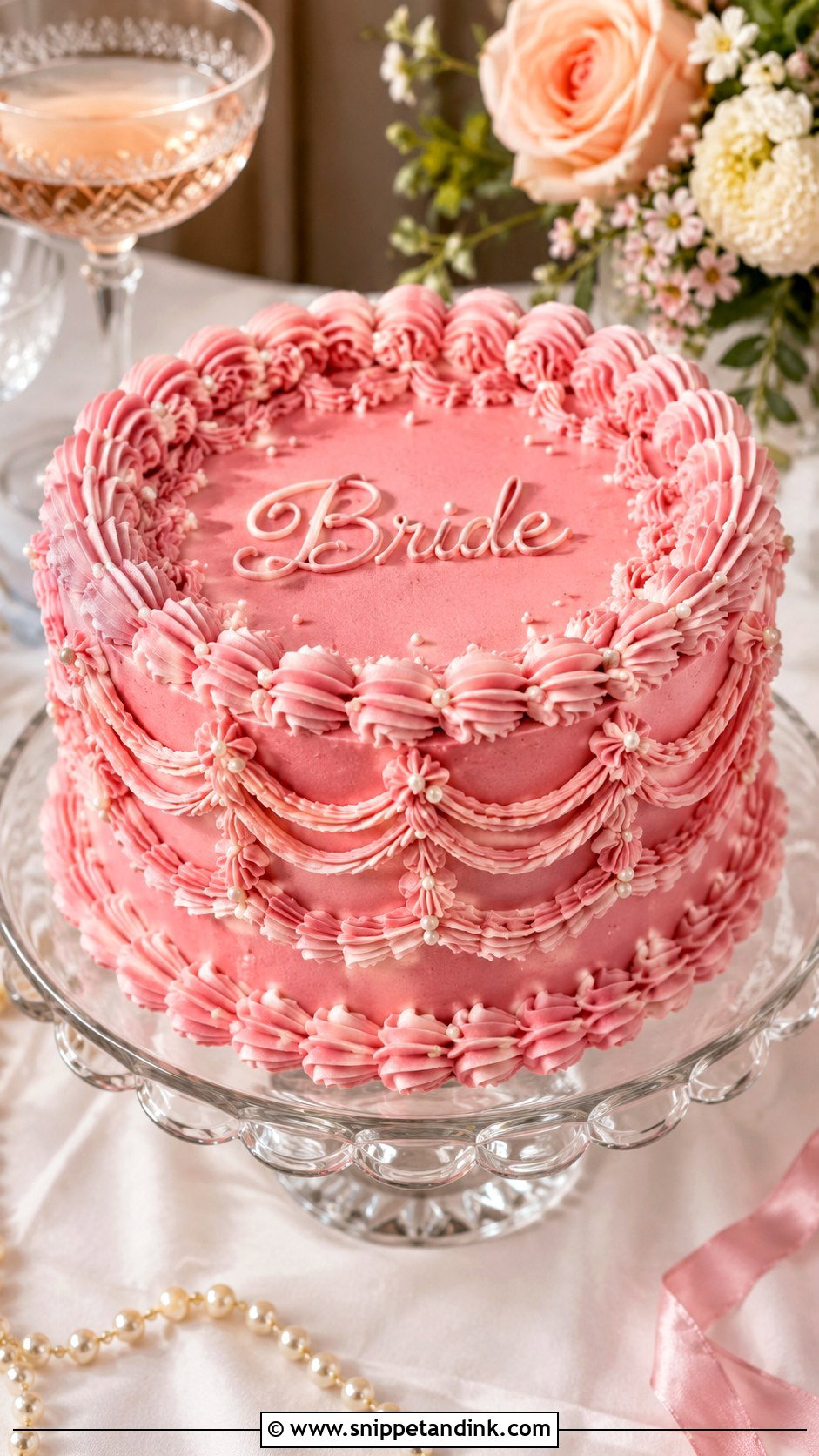 Pink Lambeth Bachelorette Cake - Snippet and Ink - 25 Pink Bachelorette Party Cake Ideas for Wedding