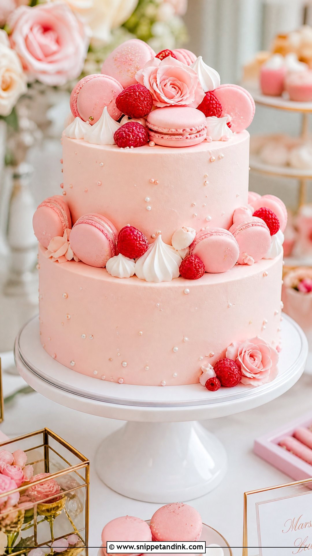 Pink Macaron Wedding Cake - Snippet and Ink - 30 Pink Cakes for Wedding