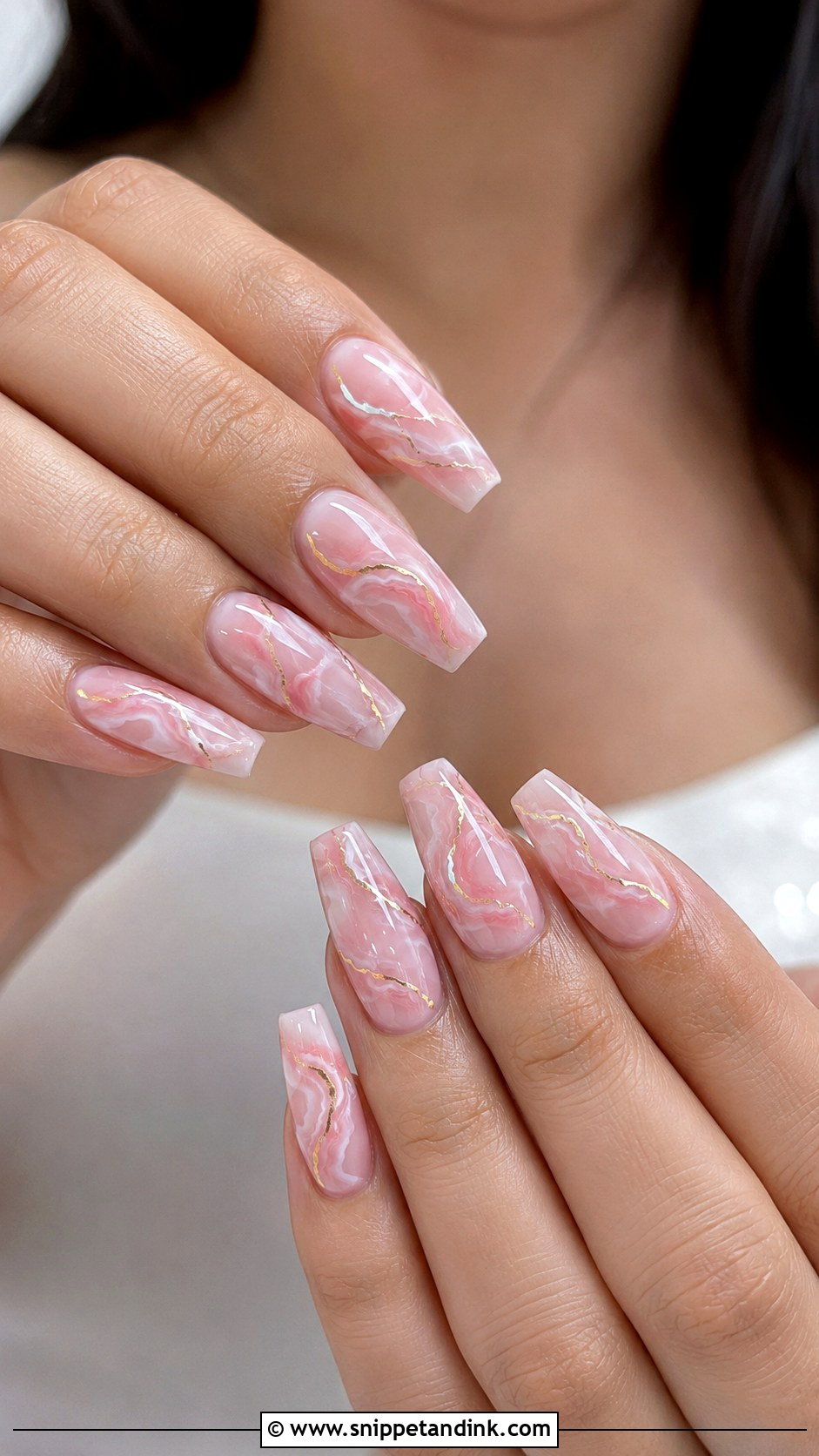 Pink Marble Bridesmaid Wedding Nails - Snippet and Ink - 20 Pink Bridesmaid Wedding Nails