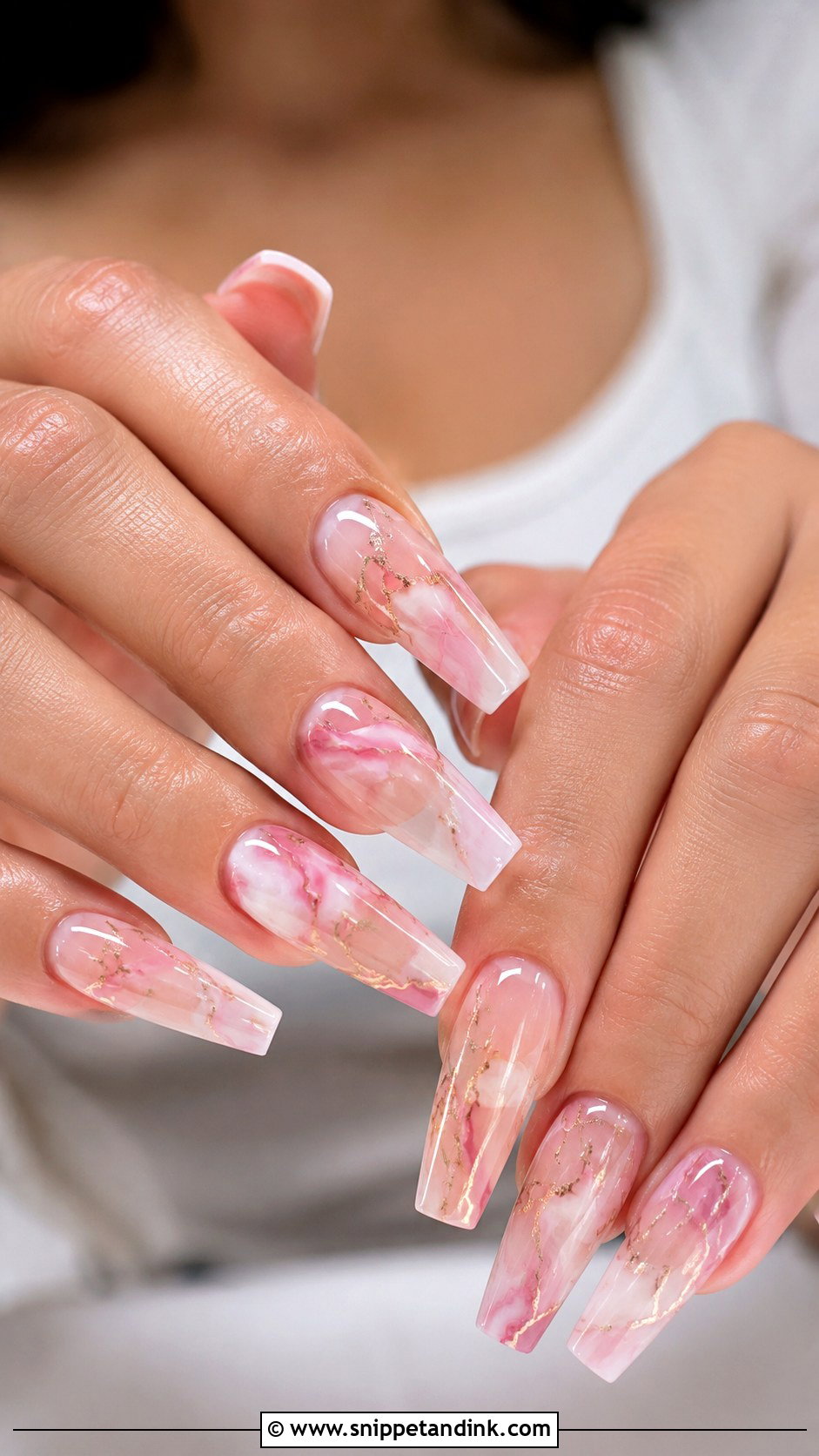 Pink Marble Nail Extensions - Snippet and Ink - 20 Pink Nail Extension Designs for Wedding