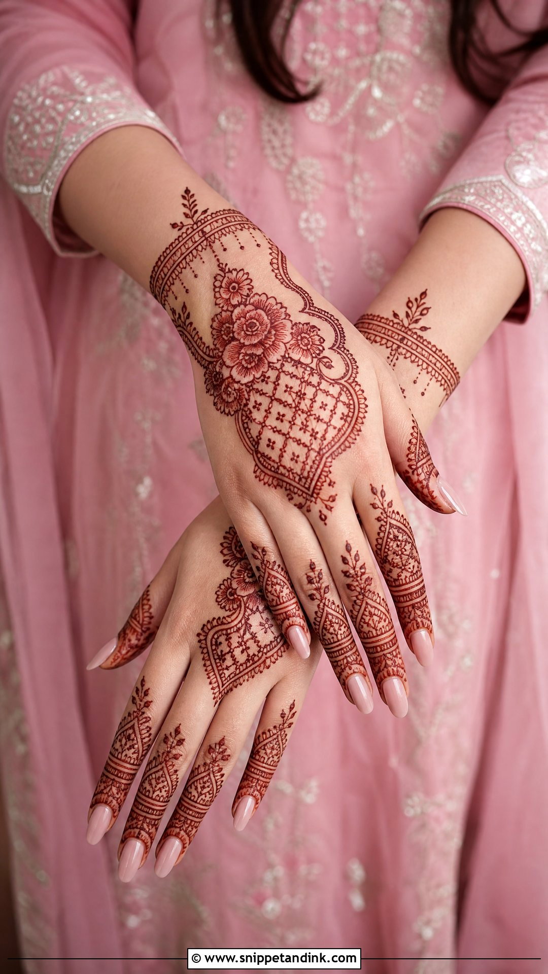 Pink Mehndi Anarkali Design - Snippet and Ink - 30 Mehndi Dress Design Ideas