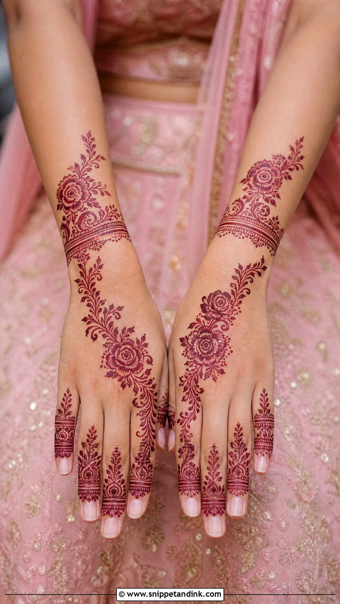 Pink Mehndi Lehnga Design - Snippet and Ink - 25 Mehndi Lehnga Designs