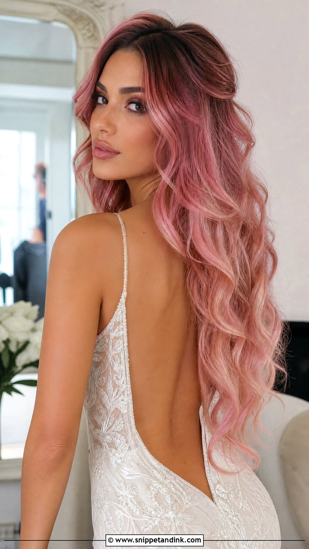 Pink Mermaid Waves Wedding Hair - Snippet and Ink - 20 Pink Hair Wedding Ideas