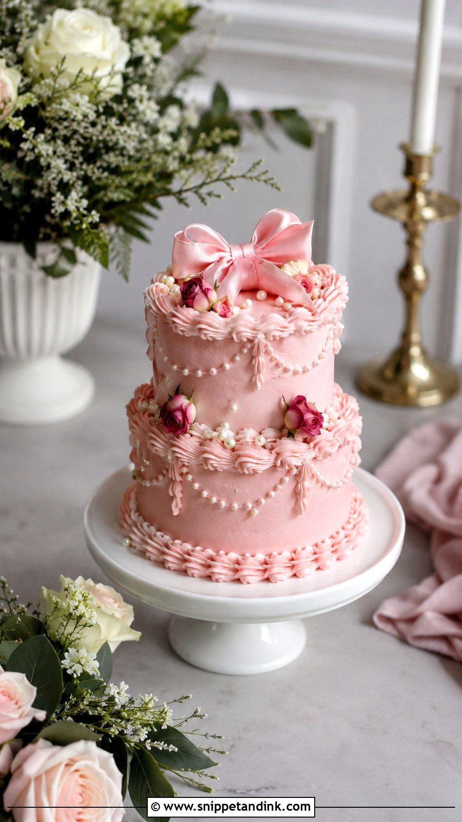 Pink Mini Wedding Cake - Snippet and Ink - 25 Pink Themed Wedding Cake Ideas