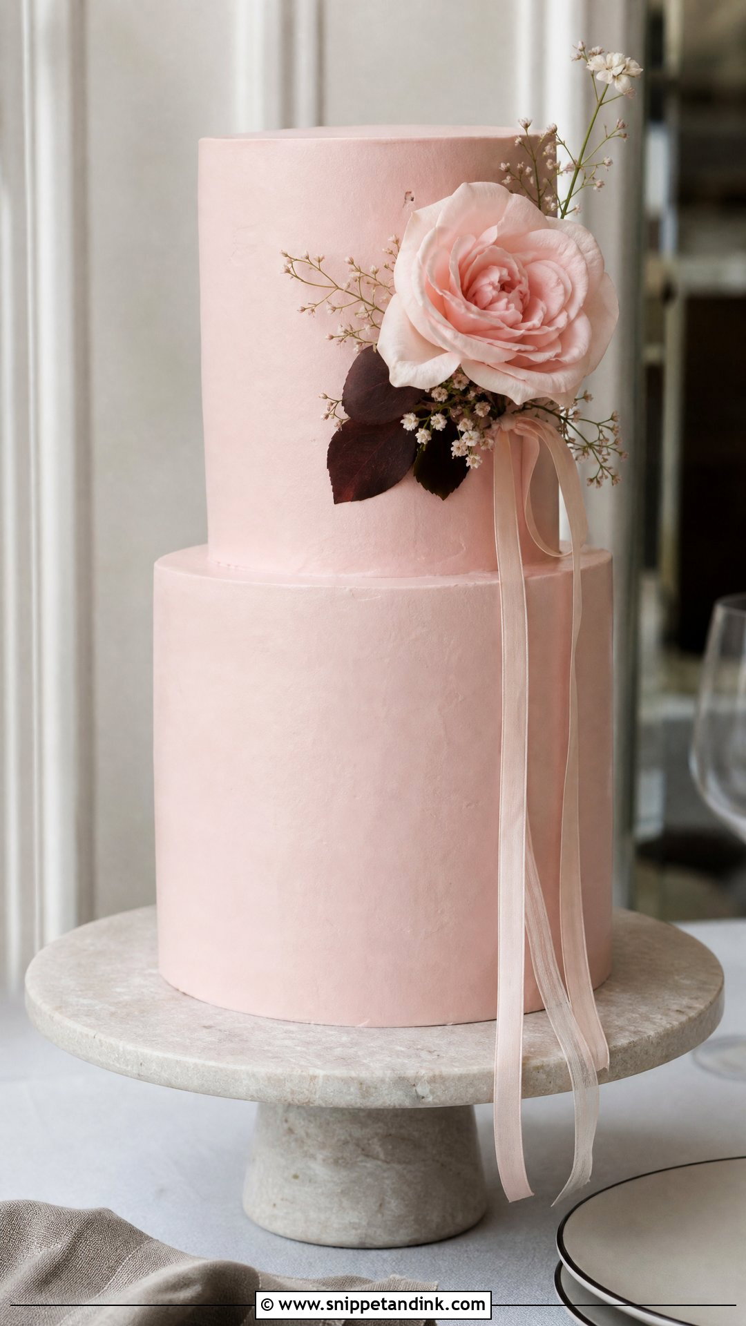 Pink Minimalist Wedding Cake - Snippet and Ink - 20 Pink Wedding Cake Ideas