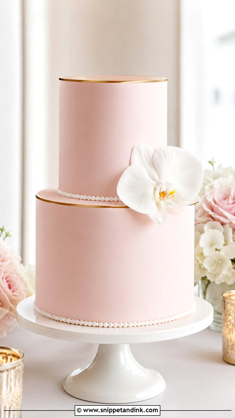 Pink Minimalist Wedding Cake - Snippet and Ink - 20 Elegant Pink Wedding Cake Ideas