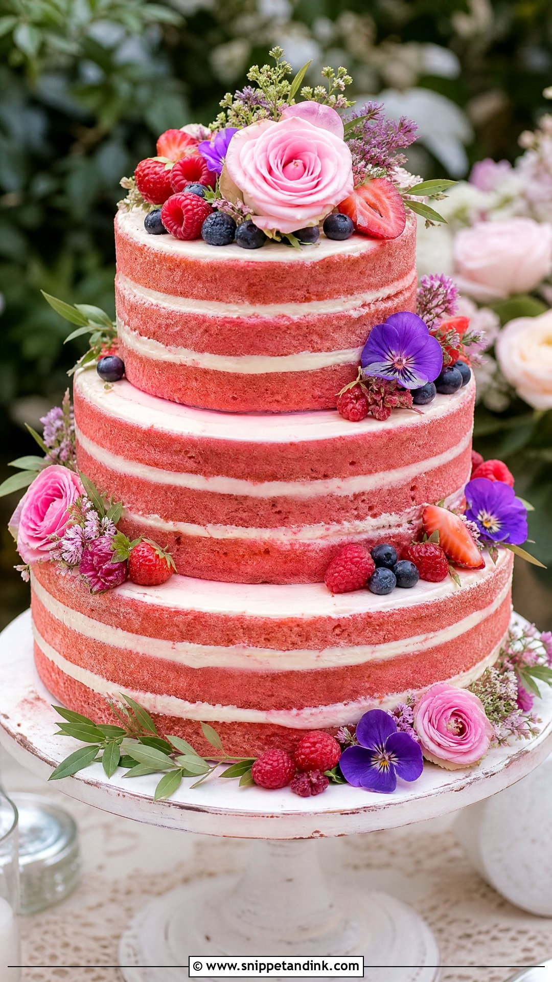 Pink Naked Wedding Cake - Snippet and Ink - 25 Pink Colour Cake Designs for Wedding