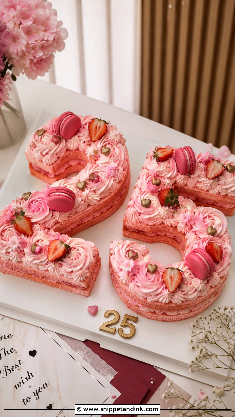 Pink Number Anniversary Cake - Snippet and Ink - 20 Pink Anniversary Cake Ideas