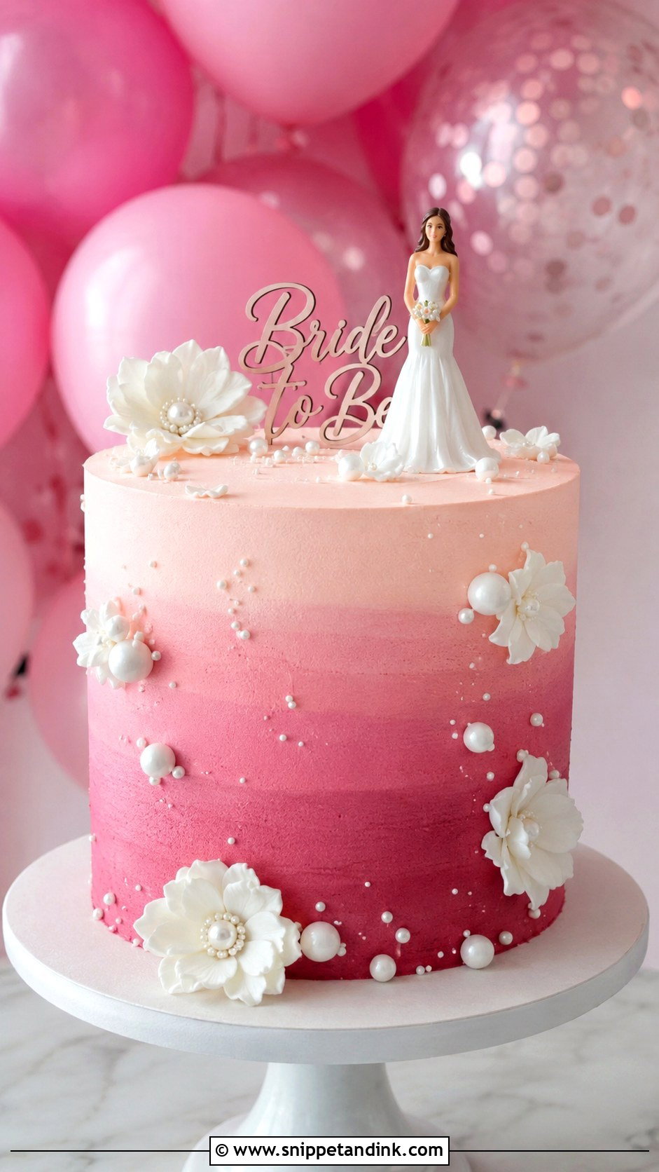 Pink Ombre Bachelorette Cake - Snippet and Ink - 25 Pink Bachelorette Party Cake Ideas for Wedding