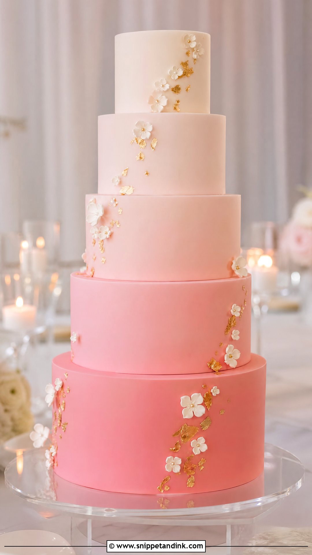Pink Ombre Fondant Wedding Cake - Snippet and Ink - 20 Pink Fondant Cake Ideas for Wedding