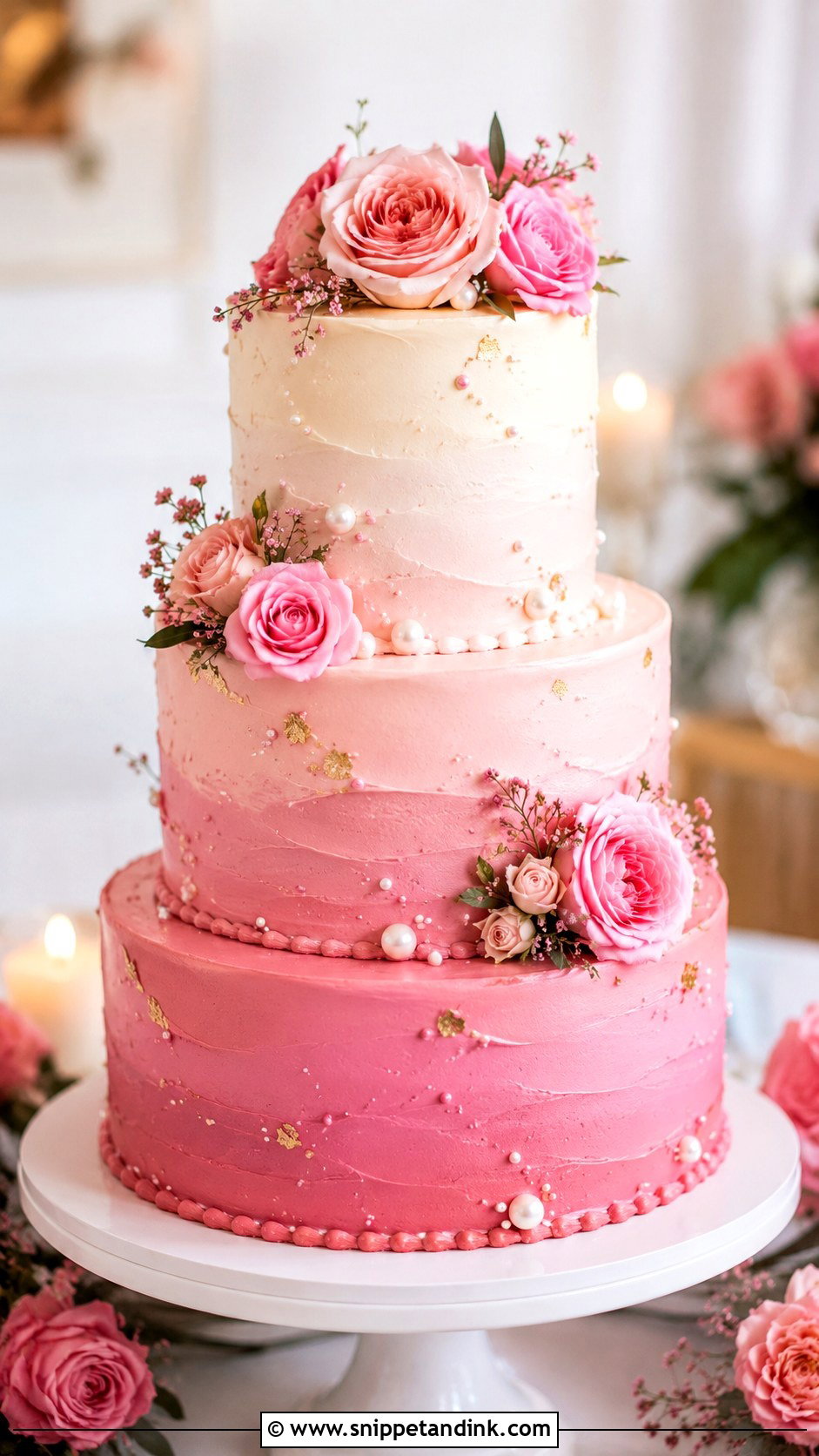 Pink Ombre Wedding Cake - Snippet and Ink - 20 Feminine Cake Ideas for Wedding