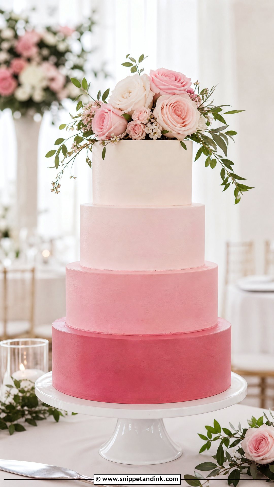 Pink Ombre Wedding Cake - Snippet and Ink - 20 Pink Wedding Cake Ideas
