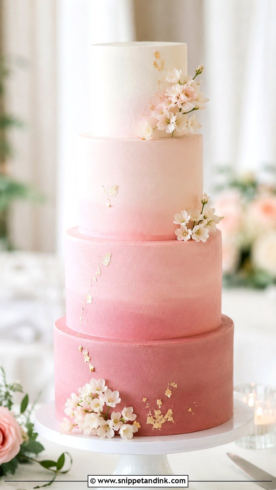 Pink Ombre Wedding Cake - Snippet and Ink - 20 Wedding Cake Ideas with Pink Accents