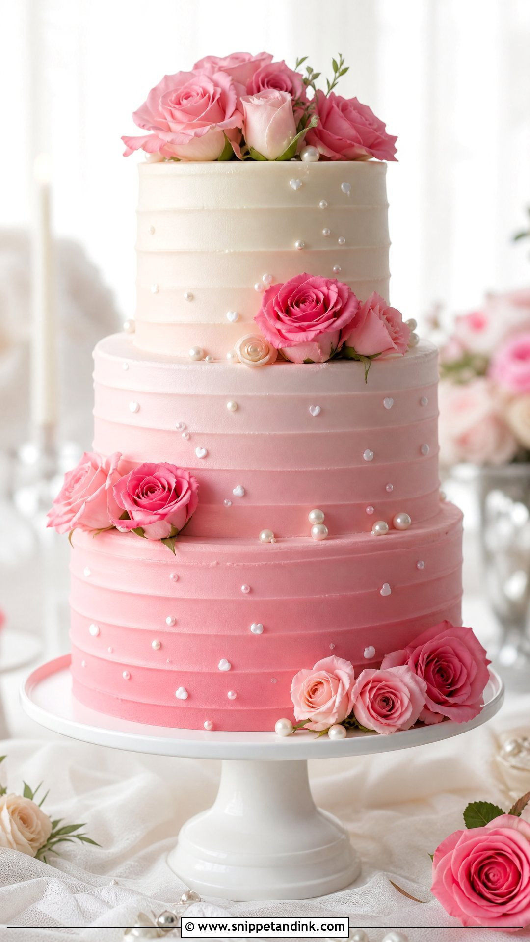 Pink Ombre Wedding Cake - Snippet and Ink - 25 Love Theme Cake Ideas for Wedding