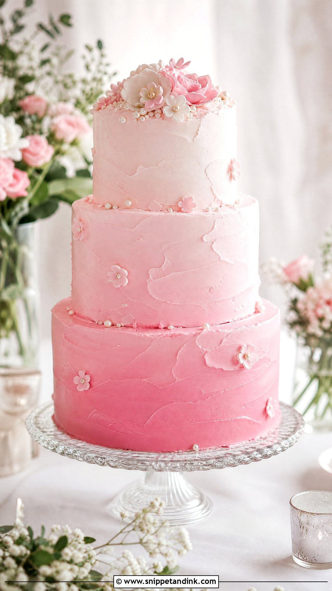 Pink Ombre Wedding Cake - Snippet and Ink - 25 Pink Colour Cake Designs for Wedding