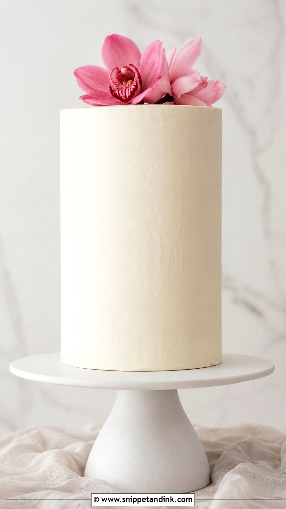 Pink Orchid Minimalist Wedding Cake - Snippet and Ink - 35 Pink Orchid Wedding Cake Ideas