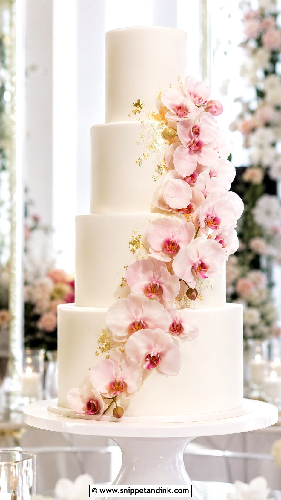Pink Orchid Wedding Cake - Snippet and Ink - 20 Wedding Cake Ideas with Pink Accents