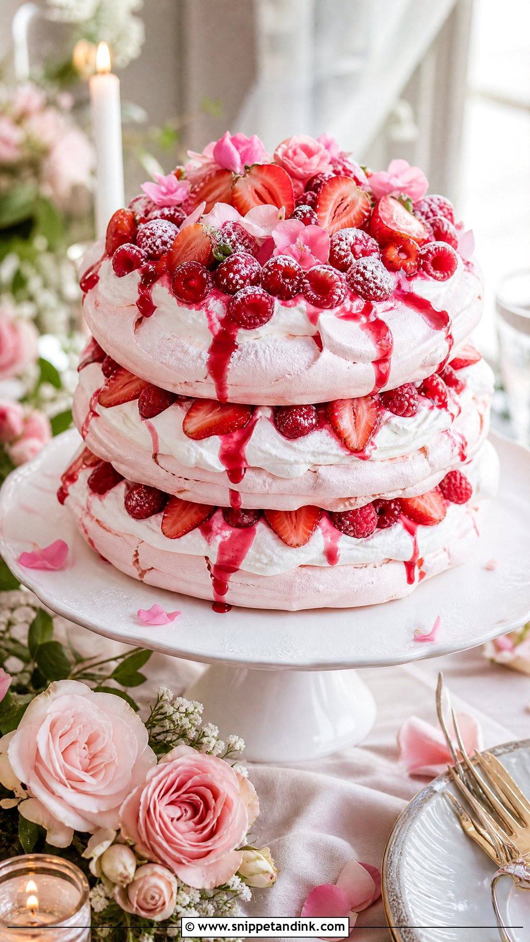 Pink Pavlova Wedding Cake - Snippet and Ink - 20 Pavlova Wedding Cake Ideas