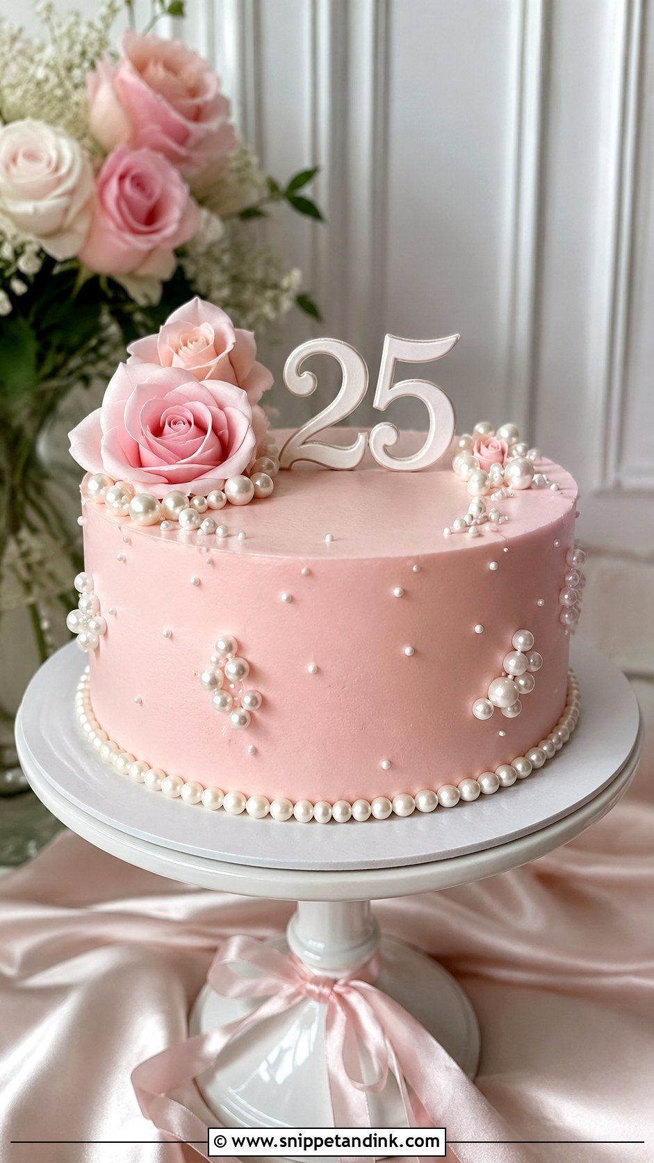 Pink Pearl Anniversary Cake - Snippet and Ink - 20 Pink Anniversary Cake Ideas