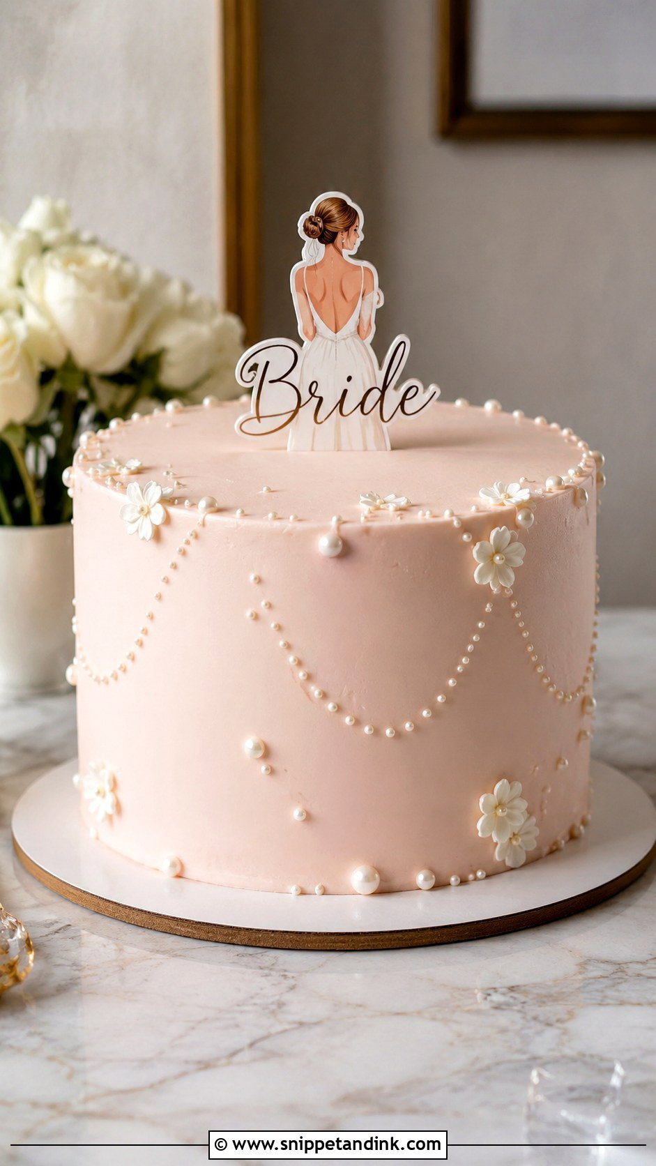 Pink Pearl Bachelorette Cake - Snippet and Ink - 25 Pink Bachelorette Party Cake Ideas for Wedding