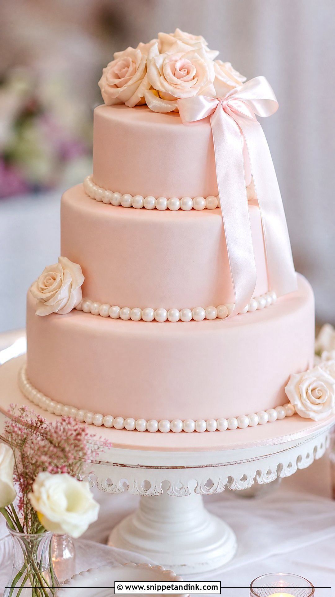 Pink Pearl Wedding Cake - Snippet and Ink - 25 Pink Colour Cake Designs for Wedding