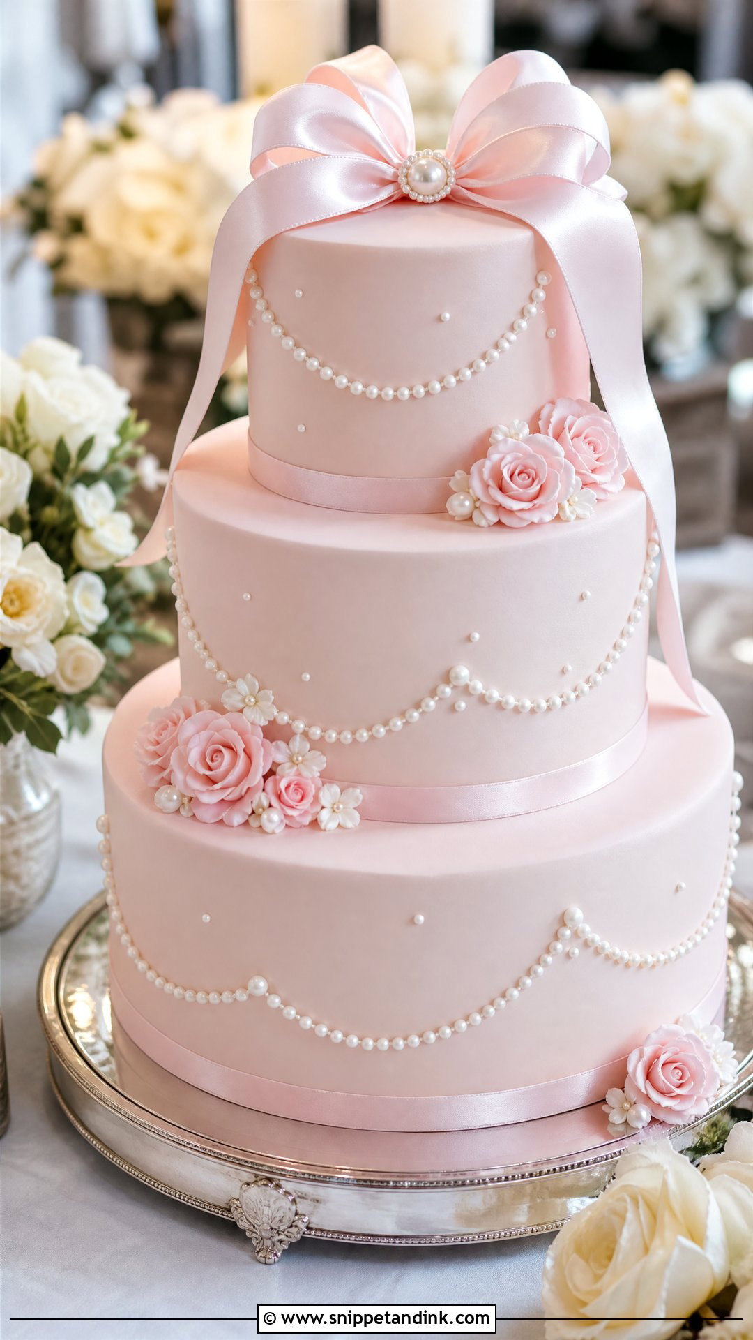 Pink Pearl Wedding Cake - Snippet and Ink - 20 Pink Wedding Cake Ideas