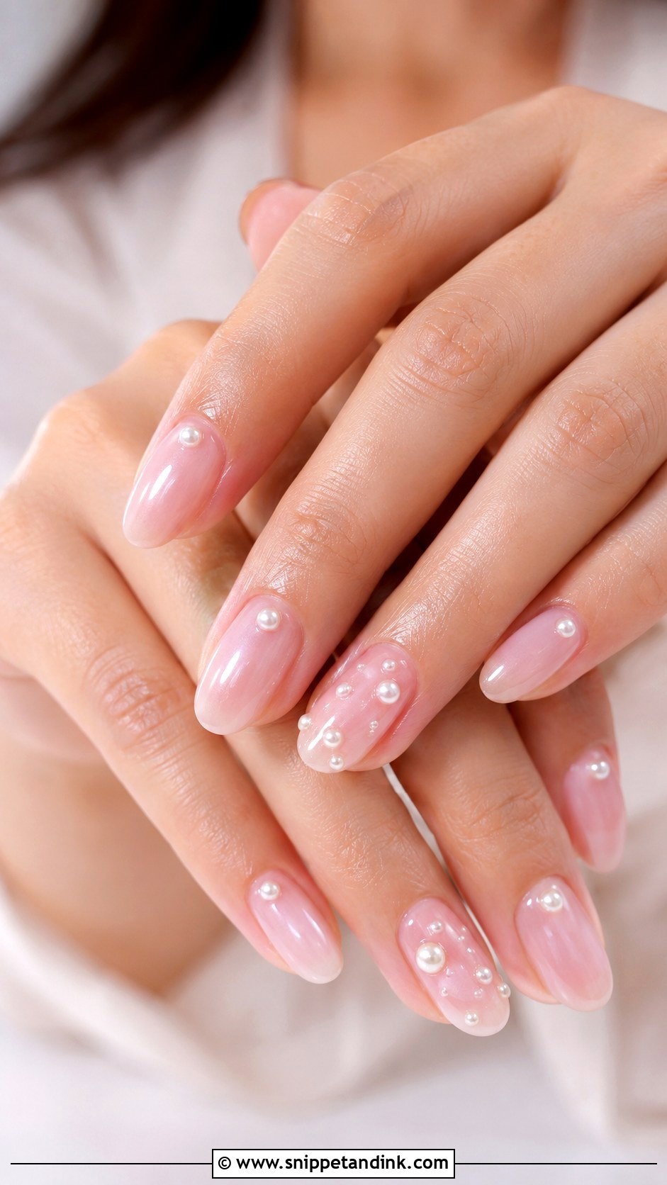 Pink Pearl Wedding Nails - Snippet and Ink - 20 Elegant Pink Wedding Nail Art Ideas