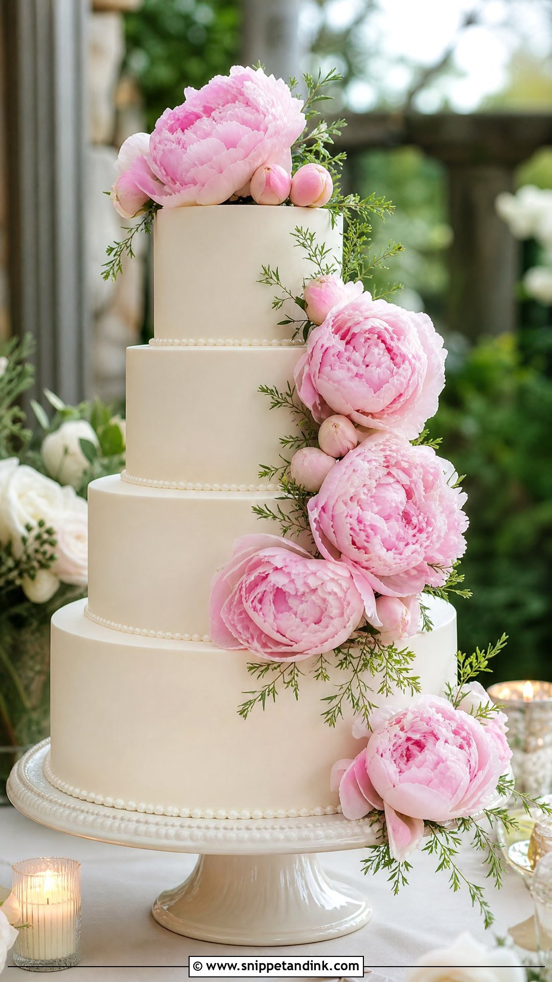 Pink Peony Wedding Cake - Snippet and Ink - 20 Pink Flower Cake Ideas for Wedding