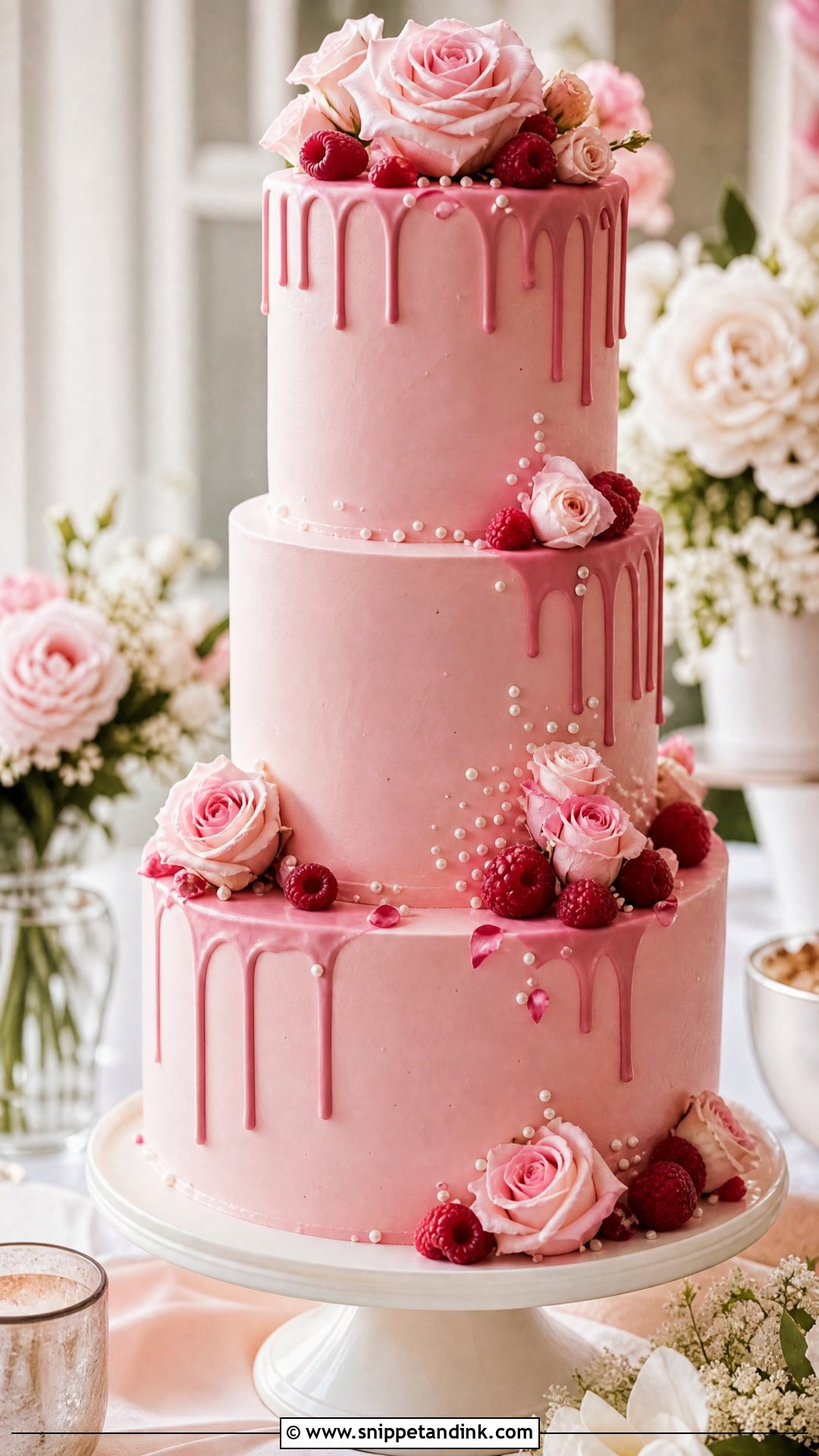Pink Raspberry Wedding Cake - Snippet and Ink - 30 Pink Cakes for Wedding