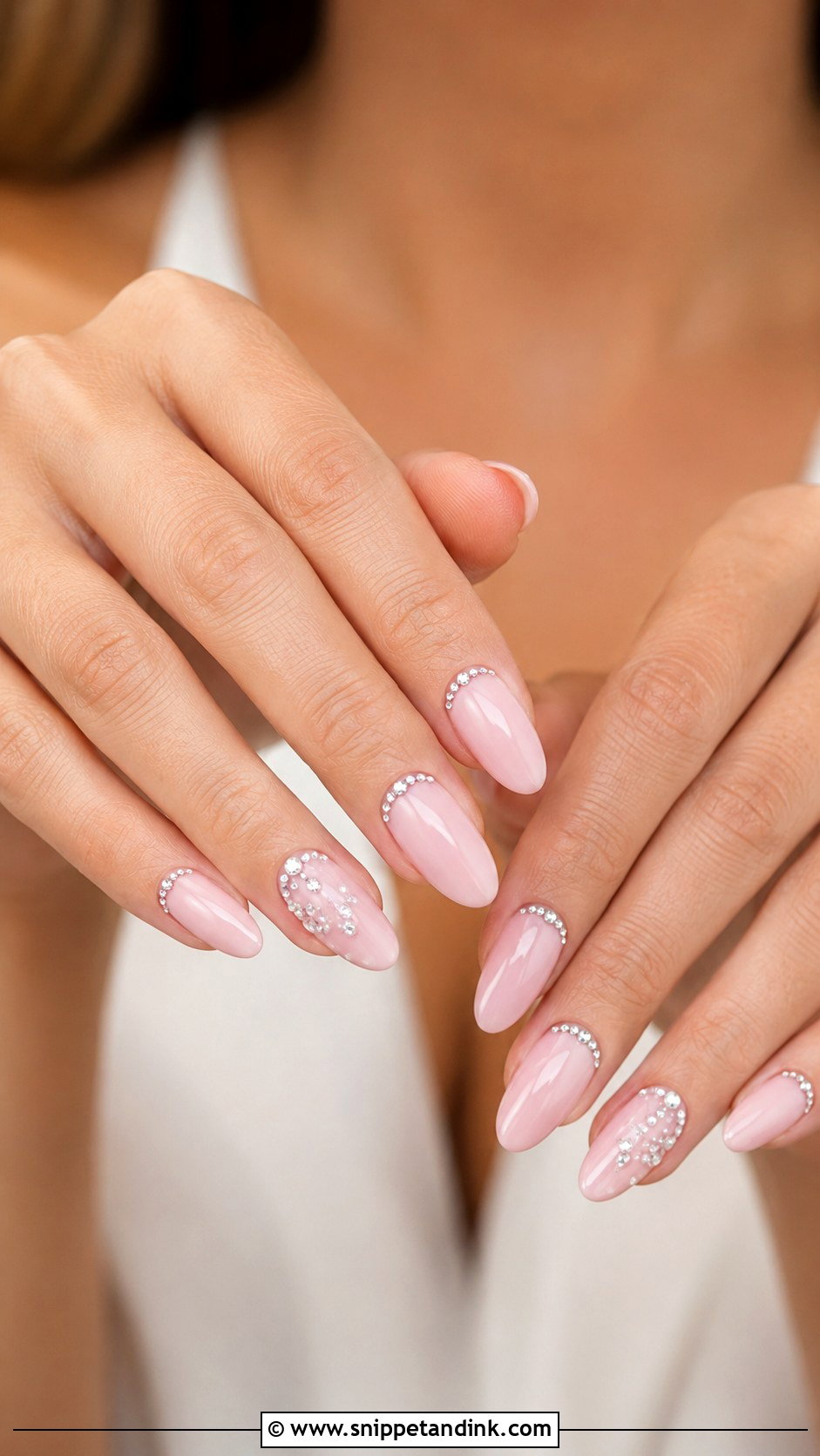 Pink Rhinestone Wedding Nails - Snippet and Ink - 20 Elegant Pink Wedding Nail Art Ideas