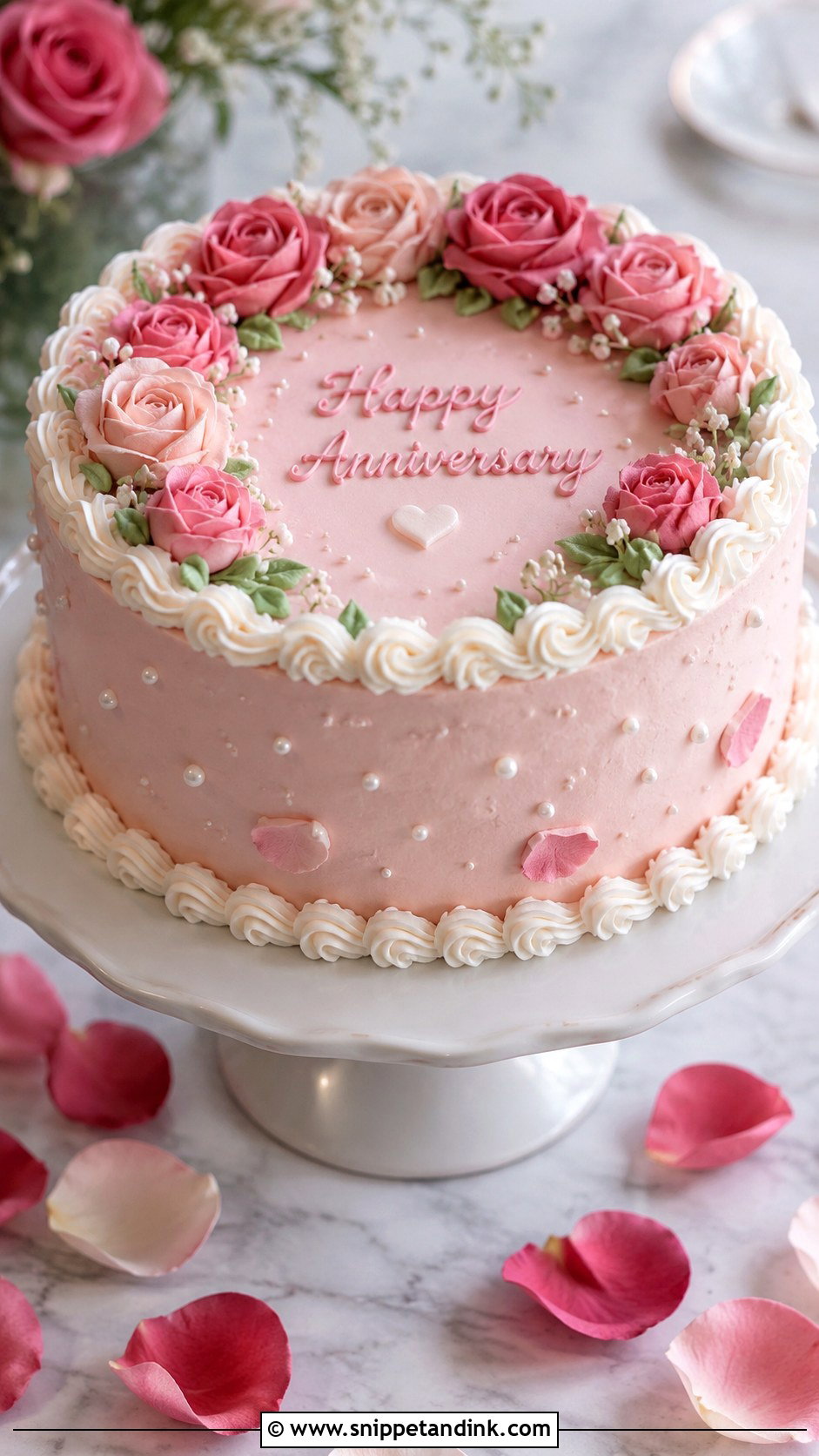 Pink Rose Anniversary Cake - Snippet and Ink - 20 Pink Anniversary Cake Ideas