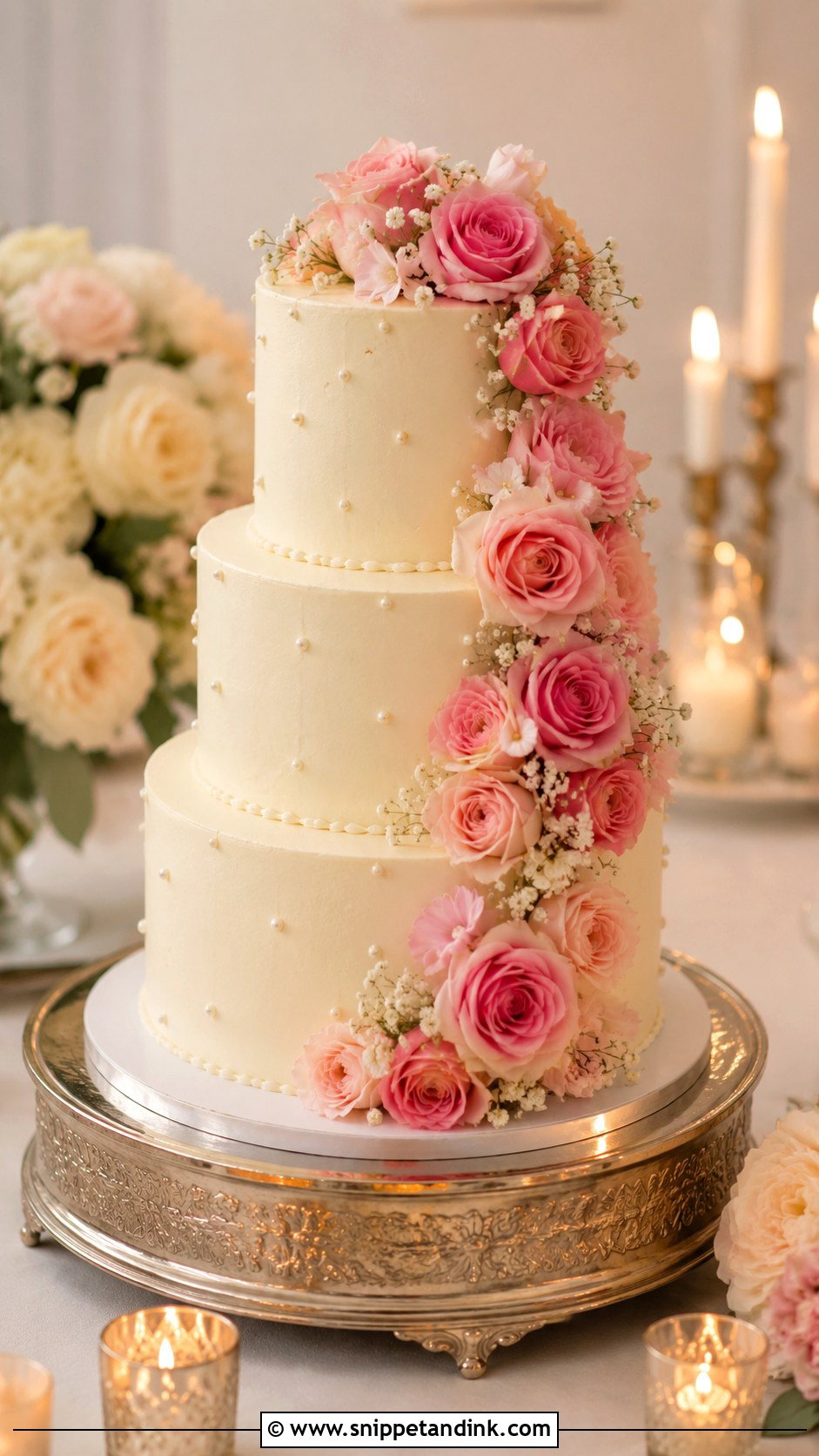 Pink Rose Wedding Cake - Snippet and Ink - 20 Wedding Cake Ideas with Pink Accents