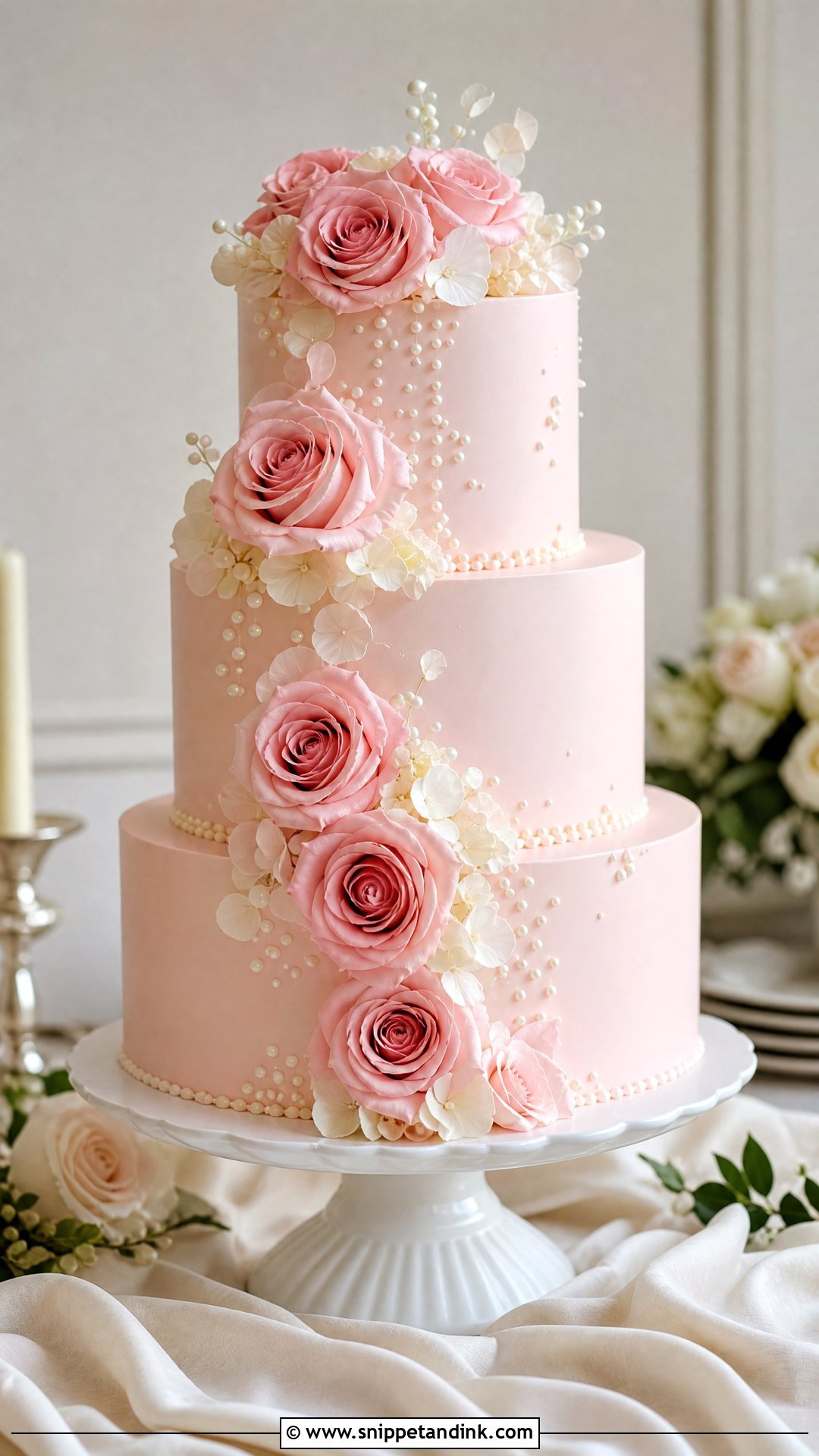 Pink Rose Wedding Cake - Snippet and Ink - 30 Pink Cakes for Wedding