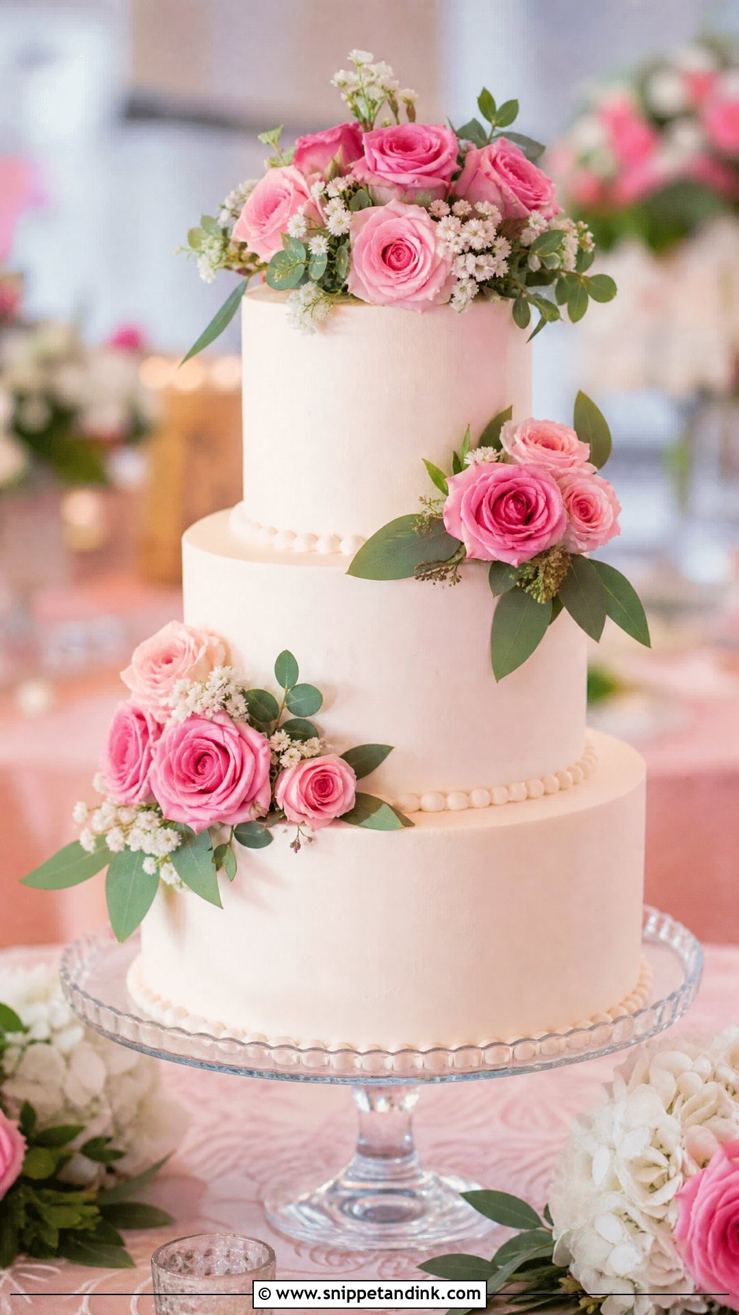 Pink Roses Wedding Cake - Snippet and Ink - 20 Roses Cake Design Ideas for Wedding