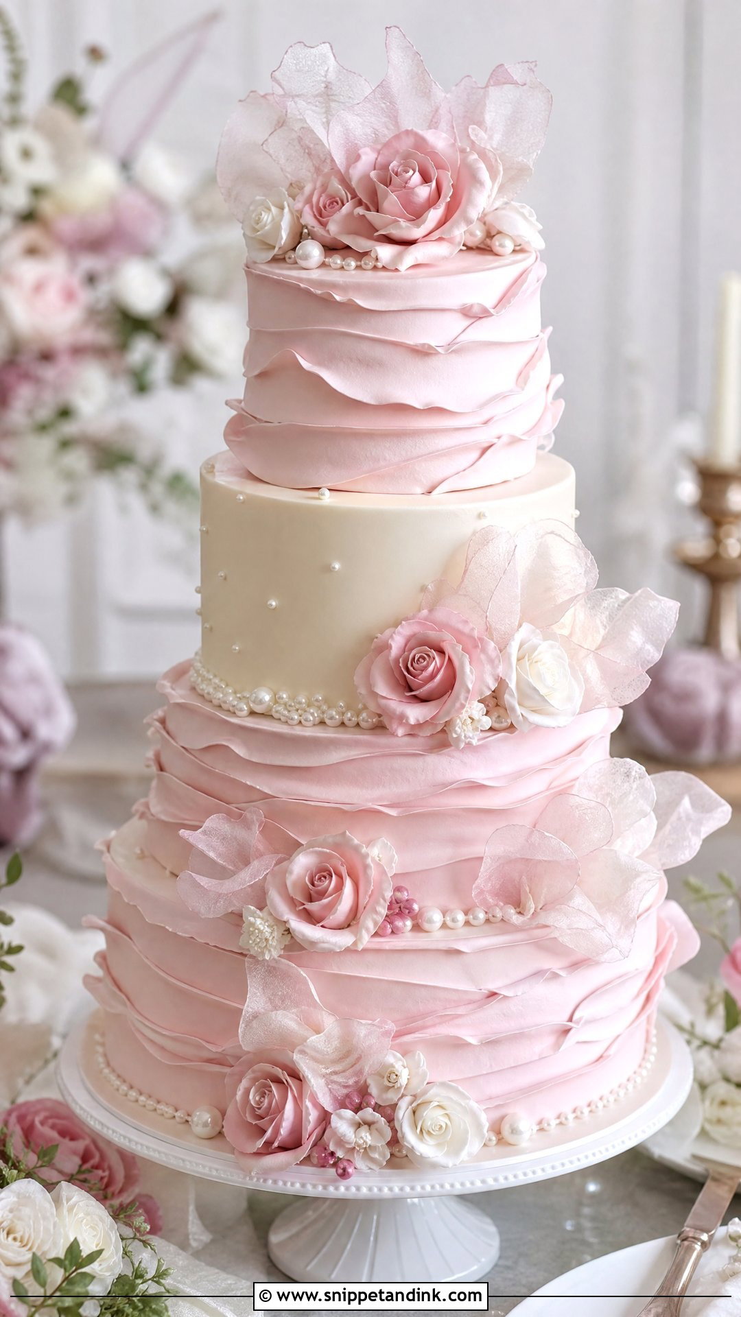 Pink Ruffle Wedding Cake - Snippet and Ink - 30 Pink Cakes for Wedding