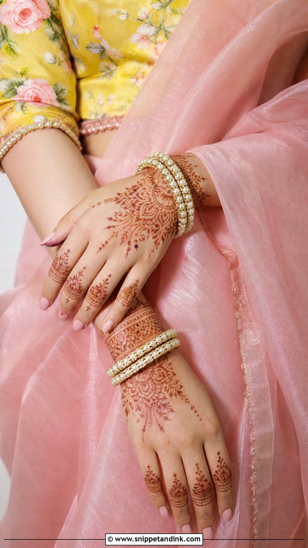 Pink Saree With Yellow Floral Blouse - Snippet and Ink - 20 Yellow and Pink Haldi Outfit Ideas