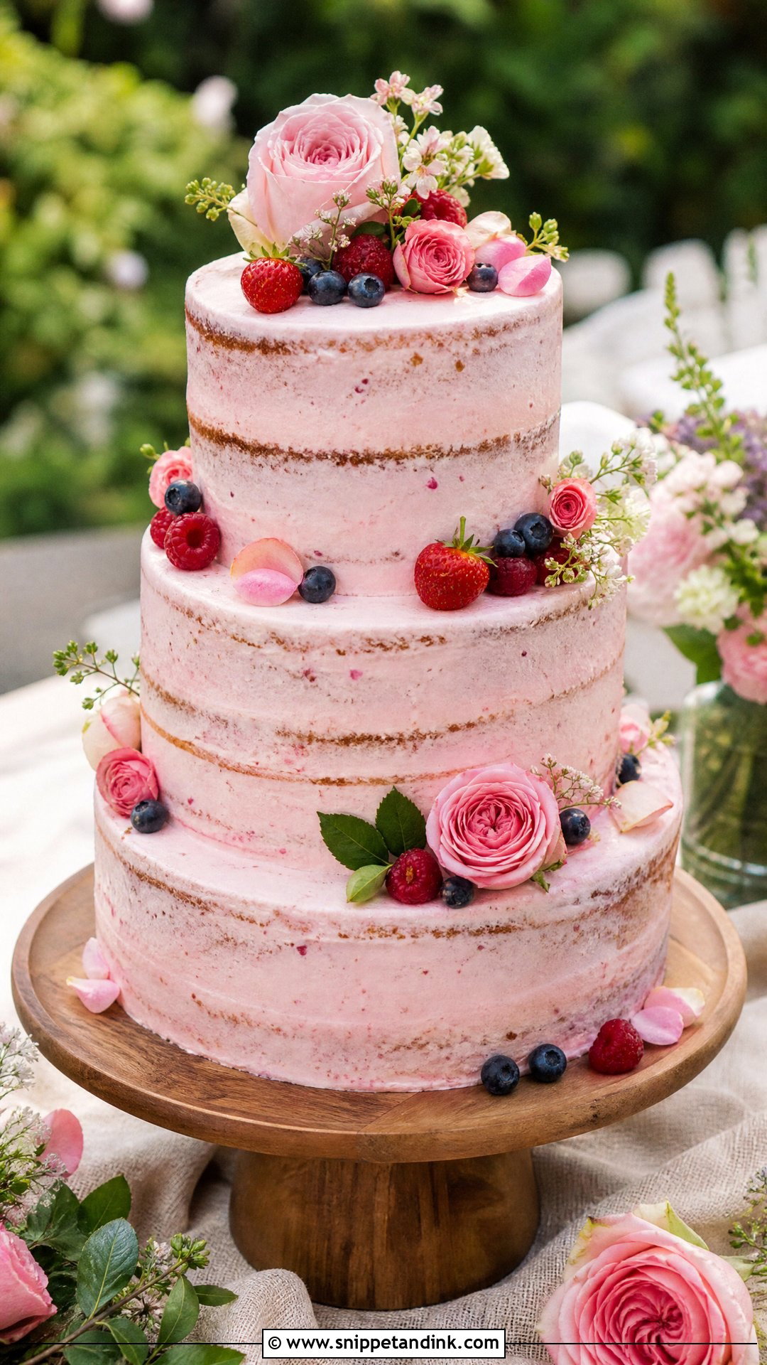 Pink Semi Naked Wedding Cake - Snippet and Ink - 30 Pink Cakes for Wedding
