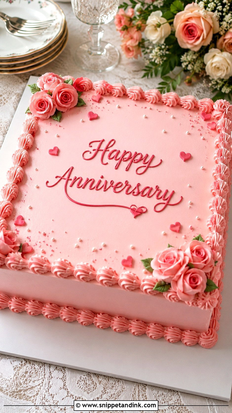 Pink Sheet Anniversary Cake - Snippet and Ink - 20 Pink Anniversary Cake Ideas
